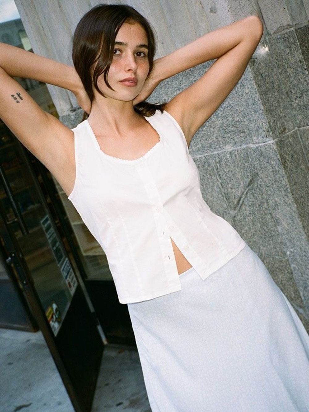 White Button Up Tank Top